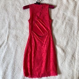 Express Coral Lace Open Back Dress